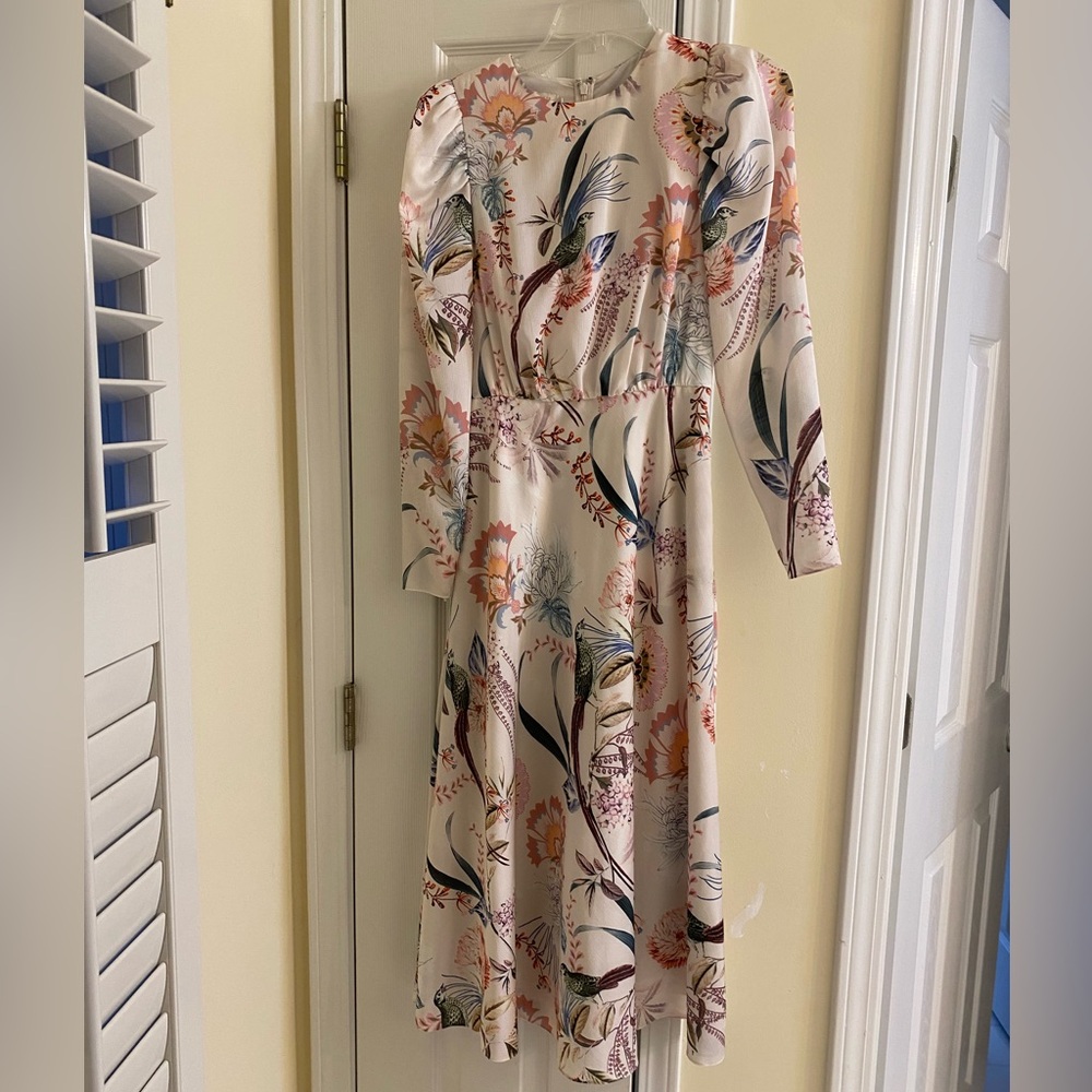 Ted Baker Cream-White Dress with Floral Accents